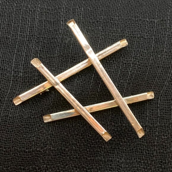 Modernist Industrial Abstract Criss Cross Hashtag Sterling Silver Brooch J580 - Picture 6 of 14